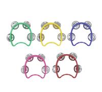 CashBeat Paquete de 5 panderetas de mano con 4 cascabeles cada una, mini instrumentos de percusión de media luna de plástico para adultos, clase de música escolar, banda y fiesta