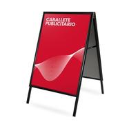 CASHDISPLAY - Caballete Publicitario de Aluminio Negro 500x700 mm | Expositor Doble Cara con Sistema Click y Protector Antideslumbrante | Soporte Portátil para Carteles y Anuncios