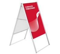 CASHDISPLAY - Caballete Publicitario Plegable Formato A1 | Expositor Porta Carteles de Aluminio Doble Cara | Soporte Publicitario Ligero y Plegable para Anuncios, Ofertas y Menús