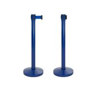 CASHDISPLAY - Pack 2 Postes Separadores con Cinta Extensible | Catenarias Eventos Estable y Resistente | Ideal para Fiestas y Comercios | 32cm diámetro x 2 m (Poste Azul 93cm, Cinta Azul)