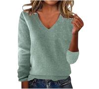 Cashmere Sweater Women's Casual V-Neck Long Sleeve Pullovers Stretchy Fitted Knitted Tops Basic Soft Thermal Undershirts
