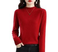 Cashmere Sweaters for Women, 2024 New Cashmere Long Sleeve Soft Pullover Sweater (M,A-Red)