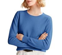 Cashmere Sweaters for Women Long Sleeve Crew Neck Ribbed Knit Tops Lightweight Wool Sweater Soft Cozy Warm Pullover