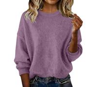 Cashmere Sweaters for Women, Long Sleeve Crewneck Warm Cozy Sweatshirts Soft Plus Size Texture Knit Fall Winter Tops