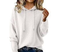Cashmere Sweaters for Women Long Sleeve Knits Hoodie Cozy Lightweight Pullover Merino Wool Fall 2026 Winter Tops (White,M)