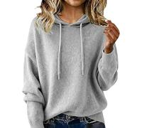 Cashmere Sweaters for Women Long Sleeve Knits Hoodie Cozy Lightweight Pullover Merino Wool Fall 2026 Winter Tops (Gray,3XL)