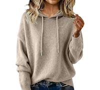 Cashmere Sweaters for Women Long Sleeve Knits Hoodie Cozy Lightweight Pullover Merino Wool Fall 2026 Winter Tops (Apricot,XXL)