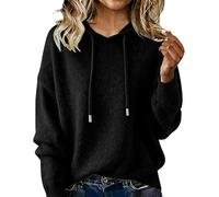 Cashmere Sweaters for Women Long Sleeve Knits Hoodie Cozy Lightweight Pullover Merino Wool Fall 2026 Winter Tops (Black,L)
