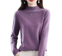 Cashmere Sweaters for Women, Pink Cashmere Sweater, Long Sleeve Soft Warm Cashmere Sweaters (2XL,Purple)