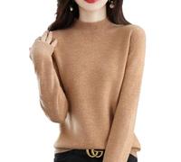 Cashmere Sweaters for Women, Pink Cashmere Sweater, Long Sleeve Soft Warm Cashmere Sweaters (L,Golden Camel)