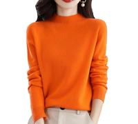 Cashmere Sweaters for Women, Pink Cashmere Sweater, Long Sleeve Soft Warm Cashmere Sweaters (M,Orange)