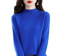 Cashmere Sweaters for Women, Pink Cashmere Sweater, Long Sleeve Soft Warm Cashmere Sweaters (XL,Klein Blue)