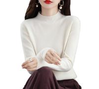 Cashmere Sweaters for Women, Pink Cashmere Sweater, Long Sleeve Soft Warm Cashmere Sweaters (XL,White)