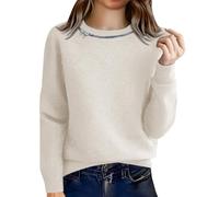 Cashmere Sweaters for Women, Trendy Printed Round Neck Pullover Casual Long Sleeve Elegant Cozy Fall Winter Fashion Tops