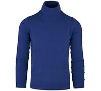 Cashmere Zone - Jersey de Cuello Alto para Hombre, de Invierno, de Manga Larga, Cuello Alto, cálido, de 5% Cachemira, 25% Lana, 30% Viscosa y 40% Poliamida, Azul Elettrico, L