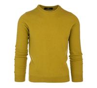 Cashmere Zone - Jersey de Hombre de Punto Cuello Redondo, Suéter Invierno Cálido de Manga Larga con 5% Cashmere, 25% Lana, 30% Viscosa y 40% Poliamida(L,Amarillo Mostaza)