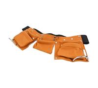 CashMuch Cinturón de herramientas de cuero para niños con cintura ajustable, anillos de martillo de acero inoxidable para jardinería, juego de rol y juego creativo, amarillo claro