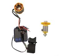 CashMuch Conjunto de motor sin escobillas para taladro eléctrico de litio, placa de control de 21 V 12 T, para rotor de 2 piezas, metal negro