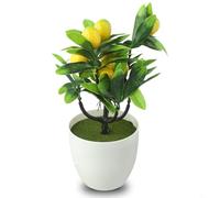 CashMuch Flores artificiales en maceta para decoración de jardín y patio, limonero artificial de 18 cm de diámetro y 24 cm de alto, planta de plástico verde realista para interiores y baños