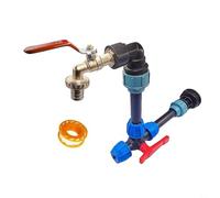 CashMuch Grifo de cuello de cisne Ibc de latón con salidas dobles para sistemas de agua de lluvia, adaptador de válvula de bola flexible para contenedores Ibc de 1000L, solución de riego de jardín con