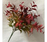 CashMuch Hojas de hierbas artificiales realistas, decoración de follaje verde, hojas de plantas falsas para decoración del hogar, boda, fiesta, arreglos florales de manualidades (rojo)