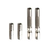 CashMuch Juego de 4 adaptadores de puntas hexagonales de 6,35 mm a 4 mm, longitudes de 25 mm y 50 mm, adaptador magnético de acero para destornillador eléctrico y herramientas de taladro