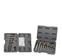 CashMuch Juego de brocas de acero de alta velocidad con revestimiento de titanio, 10 piezas, herramienta de roscado grueso para metal y plástico duro, con estuche protector de almacenamiento de metal