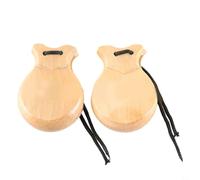 CashMuch Juego de castañuelas españolas de madera, 2 pares de percusión manual para adultos y principiantes, instrumentos de baile flamenco para espectáculos escénicos y educación musical (madera)