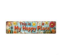 CashMuch Letrero de metal floral vintage con texto en inglés «This Is My Happy Place» para colgar en la pared (B)