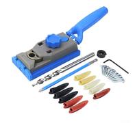 CashMuch Localizador de taladro de bolsillo para carpintería, azul, con núcleo de acero y escala de profundidad para carpintería de precisión