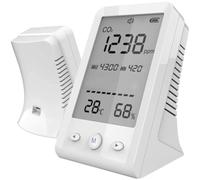 CashMuch Medidor de CO2 con sensor de temperatura y humedad, monitor de calidad del aire interior con pantalla LCD, sensor NDIR, rango de 400-5000 ppm, recargable por USB, batería de 1600 mAh
