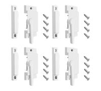 CashMuch Paquete de 4 cerraduras de ventana para ventanas correderas y de doble caída, cerraduras de aleación de aluminio blanco con agujeros de montaje de 2.4 pulgadas, se pueden instalar en marcos