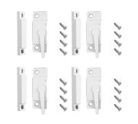 CashMuch Paquete de 4 cerraduras de ventana para ventanas correderas y de doble caída, cerraduras de aleación de aluminio blanco con agujeros de montaje de 2.4 pulgadas, se pueden instalar en marcos