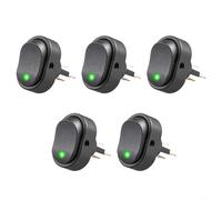 CashMuch Paquete de 5 interruptores basculantes LED de 12 V 30 A, control de encendido/apagado iluminado para coche, camión, barco, motocicleta, montaje en panel de 3 pines de 12 mm (verde)