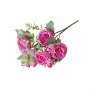 CashMuch Ramo de peonías falsas, flores de seda realistas para bodas, decoración del hogar, centros de mesa, arreglo floral artificial, fiesta nupcial, oficina, mesa, exhibición, 31 cm (rojo rosa)