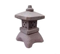 CashMuch Solar Zen Garden Pagoda Lantern Stone Tower Statue Polyresin LED Outdoor Light Decor for Garden Patio Japanese Style Grey (A)