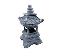CashMuch Solar Zen Garden Pagoda Lantern Stone Tower Statue Polyresin LED Outdoor Light Decor for Garden Patio Japanese Style Grey (B)