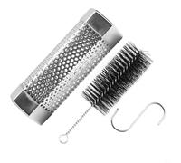 CashMuch Tubo de humo de pellets de 6 pulgadas para parrillas eléctricas de carbón de gas, juego de herramientas de barbacoa fría de acero inoxidable con cepillo y gancho plateado (6 pulgadas +