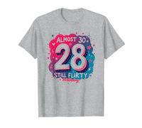 Casi 30, todavía coqueto Regalo de cumpleaños número 28 Camiseta, Hombre, Gris Jaspeado, 6XL