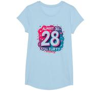 Casi 30, todavía coqueto Regalo de cumpleaños número 28 Camiseta, Niñas, Azul Bebé, XS