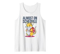 Casi en horario Ciencia Vida estudiantil Nerd Hamster Humor Camiseta sin Mangas