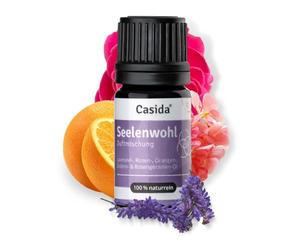 Casida® Aroma de bienestar del alma - mezclas de aceites esenciales - con lavanda, rosa, naranja, cedro y geranio de rosas - que reconstruyen delicadamente - calidad de farmacias - 5 ml