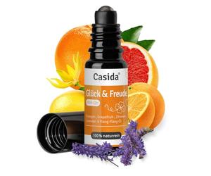 Casida Lucky & Freude Roll On - Aceite esencial para el buen humor y la alegría de vivir, 100% naturales, aceites esenciales para el cuidado de los aromas de viaje, 10 ml