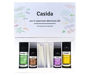 Casida® Set para entrenamiento olfativo - ideal para recuperar el sentido del olfato perdido - con 4 aceites esenciales naturales - calidad de farmacias
