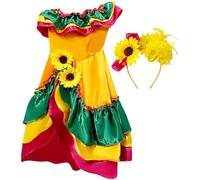 Casiler Disfraz De Flamenco Español, Traje De Baile De Rumba con Girasoles para Niñas, Vestido De Fiesta Y Actuación.