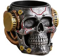 Casiler Portalápices Y Bolígrafo Mecánico con Forma De Calavera, Soporte para Llave De Esqueleto Plateada, Soporte para Brochas De Maquillaje, Maceta, Escritorio para Hogar Y Oficina.