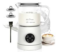 Casimhu 4 en 1 Espumador de Leche Eléctrico, Creador de Espuma Fría y Caliente, Espumador Leche Eléctrico, Calentador de Leche para Café, Latte, Capuchino, Vidrio, Blanco (Blanca)