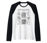 Casino máquina tragamonedas Lucky Gambler Gambling Vintage Patent Camiseta Manga Raglan