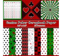 Casino Poker Scrapbook Paper: Playing Cards Decorative Paper Pad | 8.5" x 8.5" Book with 12 Double Sided Designs | Great for Scrapbooking, Junk Journaling, Die-cutting and Various Other Papercrafts