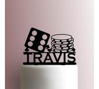 Casino Table Games Name 225-A34- Decoración acrílica para tartas, 20,3 cm de ancho/verde